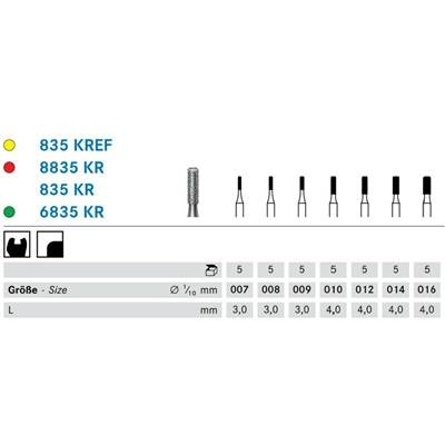Komet timantti M 835KR/010 FG fissuura pyöristetty reuna