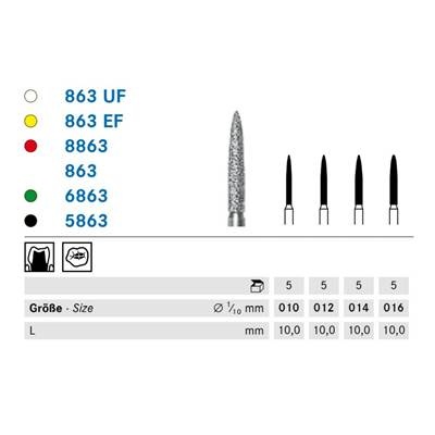 Komet timantti C 6863/016 FG liekki 10mm 1 x 5 kpl
