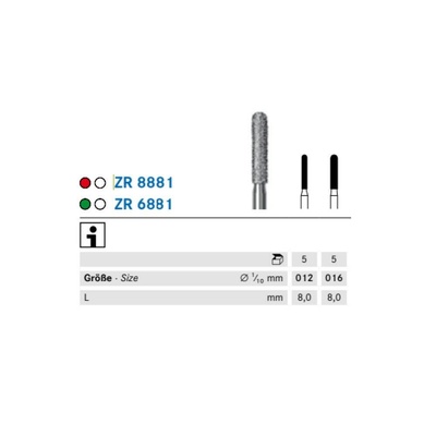 Timantti C ZR 6881/ fissuura pyöristetty 8mm zirkonialle