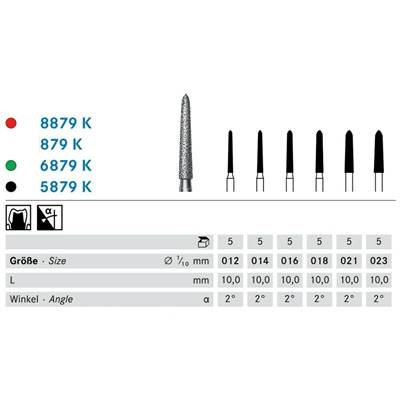 Komet timantti C 6879K/012 FG kapeneva torpedo 10mm 1 x 5 kpl