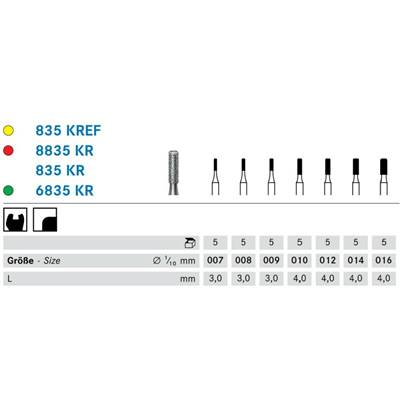 Komet timantti M 835KR/010 FG fissuura pyöristetty reuna