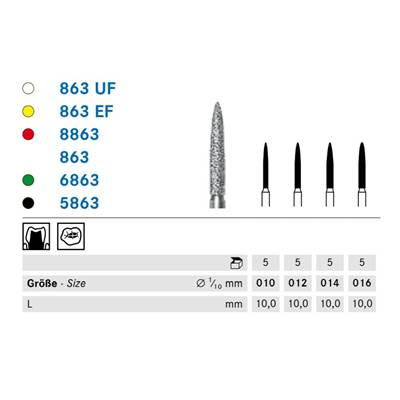 Komet timantti C 6863/016 FG liekki 10mm 1 x 5 kpl