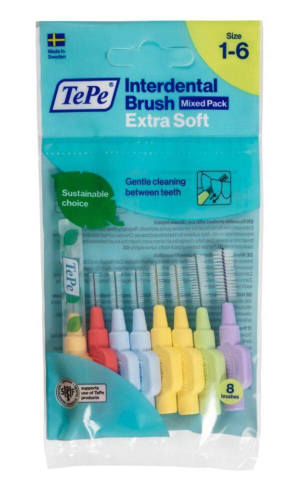 Hammasväliharja TePe extrapehmeä 0,45mm-1,1mm lajitelma