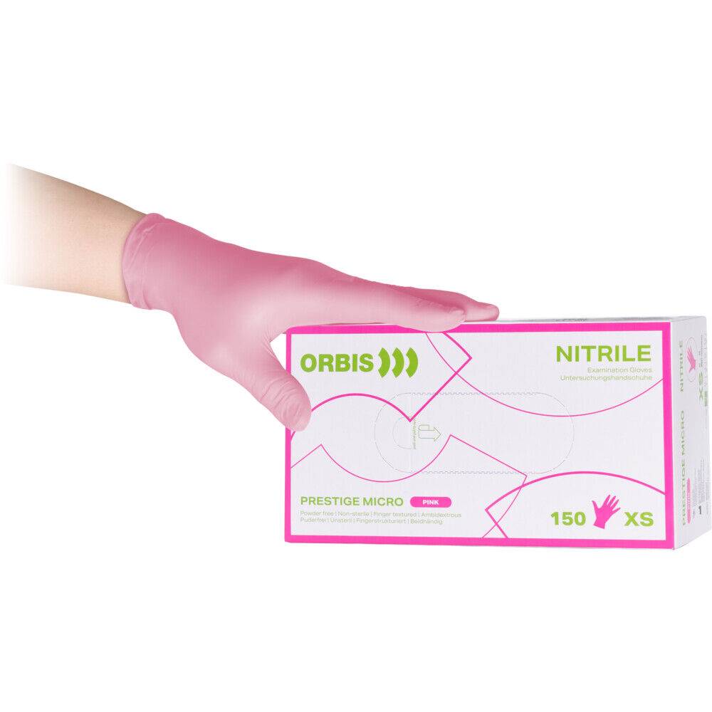 ORBIS Tutkimuskäsineet Prestige PF nitriili pinkki