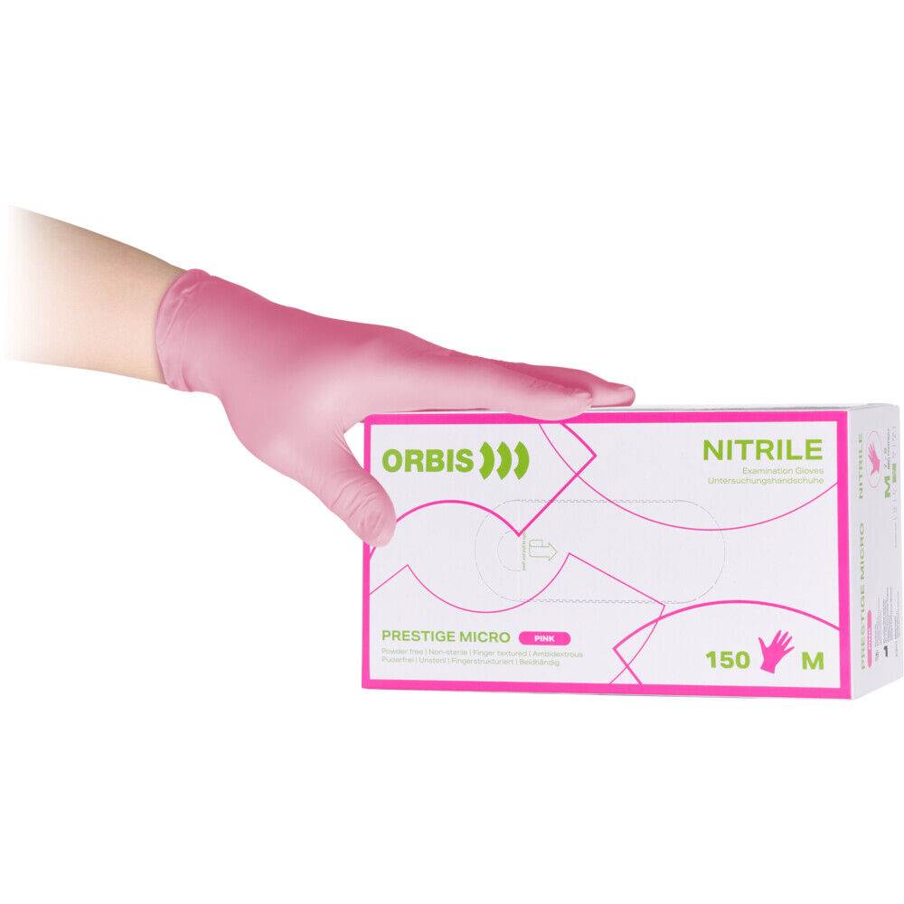 ORBIS Tutkimuskäsineet Prestige PF nitriili pinkki